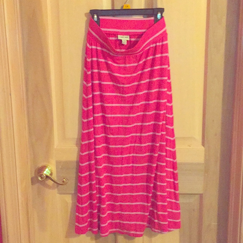 Pink striped long skirt